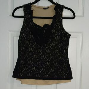New Directions black lace sleeveless top Sz SP